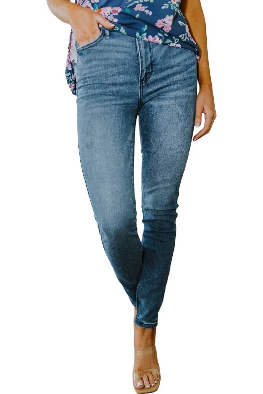 Juny Hi-Waist Skinny Jeans In Blue