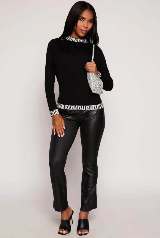 Faux Leather Pull On Boot Cut Pants