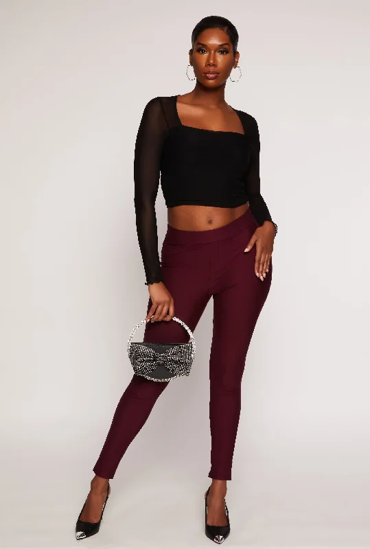 Ponte High Waisted Skinny Pull On Pants