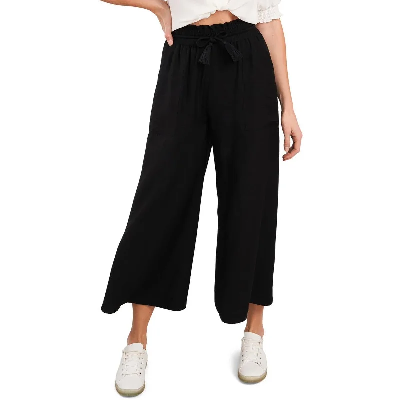 CeCe Womens Drawstring High Rise Wide Leg Pants