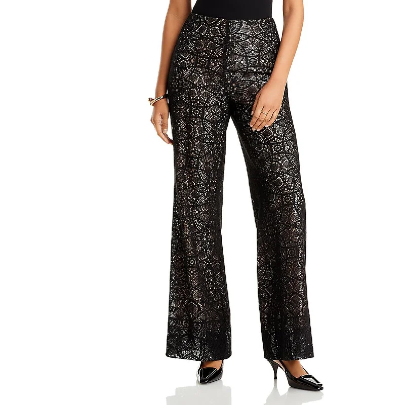 Kobi Halperin Womens Piper Lace Sequined Wide Leg Pants