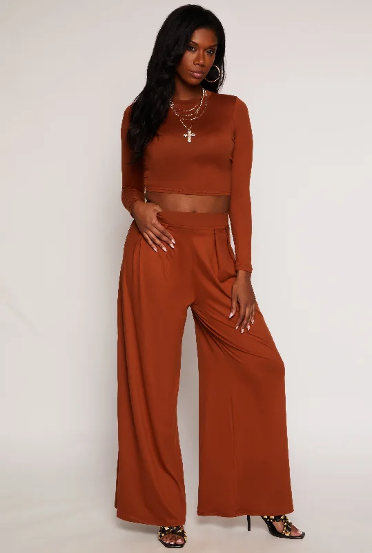 Soft Knit High Waisted Palazzo Pants