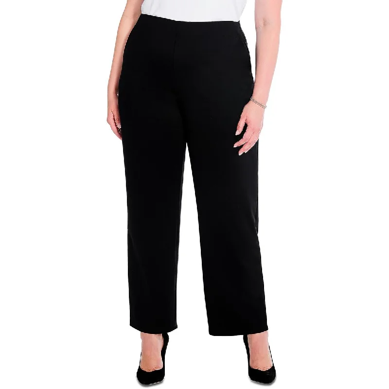 Nic + Zoe Womens Plus Knit Pull On Wide Leg Pants