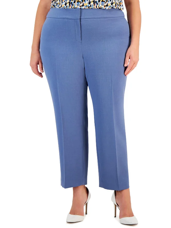 Plus Womens Ankle Solid Trouser Pants